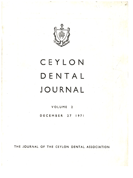 CEYLON DENTAL JOURNAL VOLUME-2 DECEMBER 27  1971