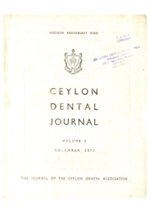 Ceylon Dental Journal Volume 3 December 1972
