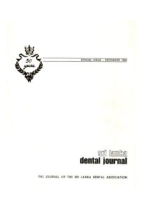 Sri Lanka Dental Journal Special Issue December 1982