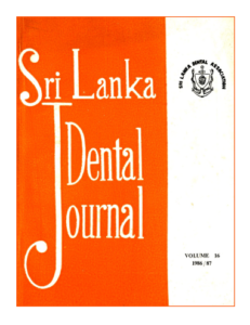 Sri Lanka Dental Journal Volume 16 December 1986/87