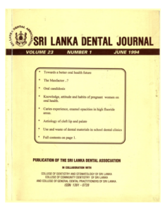 Sri Lanka Dental Journal Volume 23 Number 01 June 1994