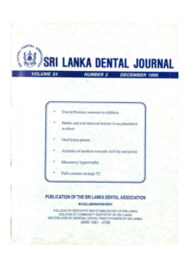 Sri Lanka Dental Journal Volume 24 Number 02 December 1995