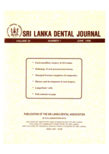 Sri Lanka Dental Journal Volume 25 Number 01 June 1996