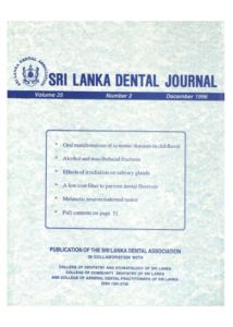 Sri Lanka Dental Journal Volume 25 Number 02 December 1996