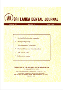 Sri Lanka Dental Journal Volume 26 Number 01 June 1997