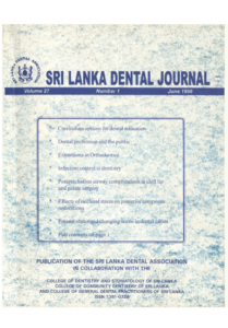 Sri Lanka Dental Journal Volume 27 Number 01 June 1998