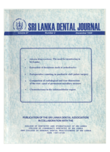 Sri Lanka Dental Journal Volume 27 Number 02 December 1998