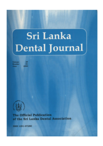 Sri Lanka Dental Journal Volume 29 Number 01 June 2000