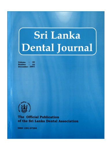 Sri Lanka Dental Journal Volume 30 Number 02 December 2001