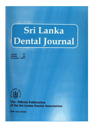 Sri Lanka Dental Journal Volume 34 Number 02 December 2004