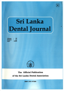 Sri Lanka Dental Journal Volume 36 Number 01 April 2006