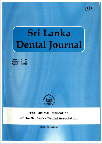 Sri Lanka Dental Journal Volume 36 Number 02 August 2006