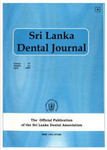 Sri Lanka Dental Journal Volume 37 Number 01 April 2007