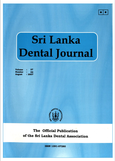 Sri Lanka Dental Journal Volume 37 Number 02 August 2007