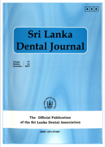 Sri Lanka Dental Journal Volume 37 Number 03 December 2007