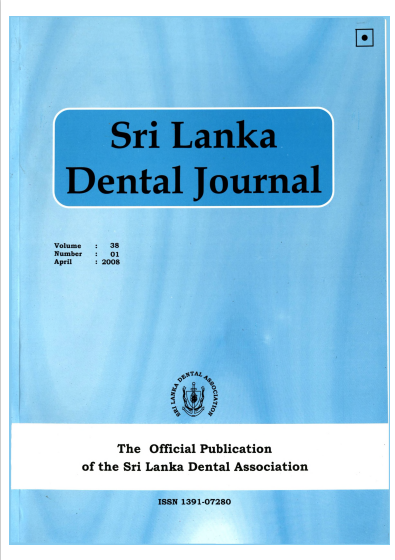 Sri Lanka Dental Journal Volume 38 Number 01 April 2008