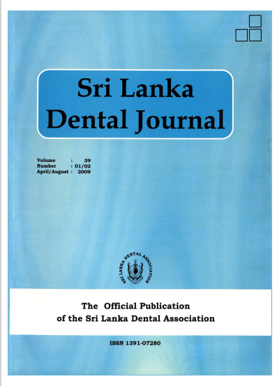 Sri Lanka Dental Journal Volume 39 Number 01 and 02 April/August 2009