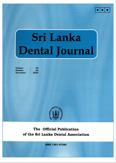 Sri Lanka Dental Journal Volume 39 Number 03 December 2009