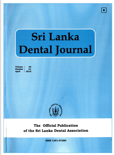 Sri Lanka Dental Journal Volume 40 Number 01 April 2010