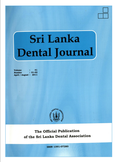 Sri Lanka Dental Journal Volume 41 Number 01 and 02 April/August 2011