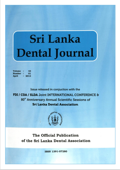Sri Lanka Dental Journal Volume 43 Number 01 April 2013