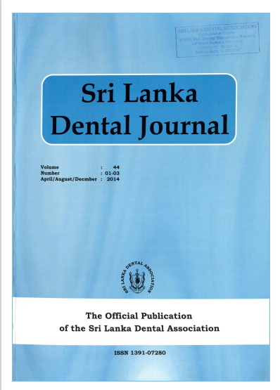 Sri Lanka Dental Journal Volume 44 Number 01 and 03 April/August/December 2014