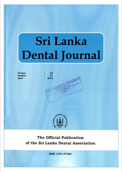 Sri Lanka Dental Journal Volume 45 Number 01 April 2015