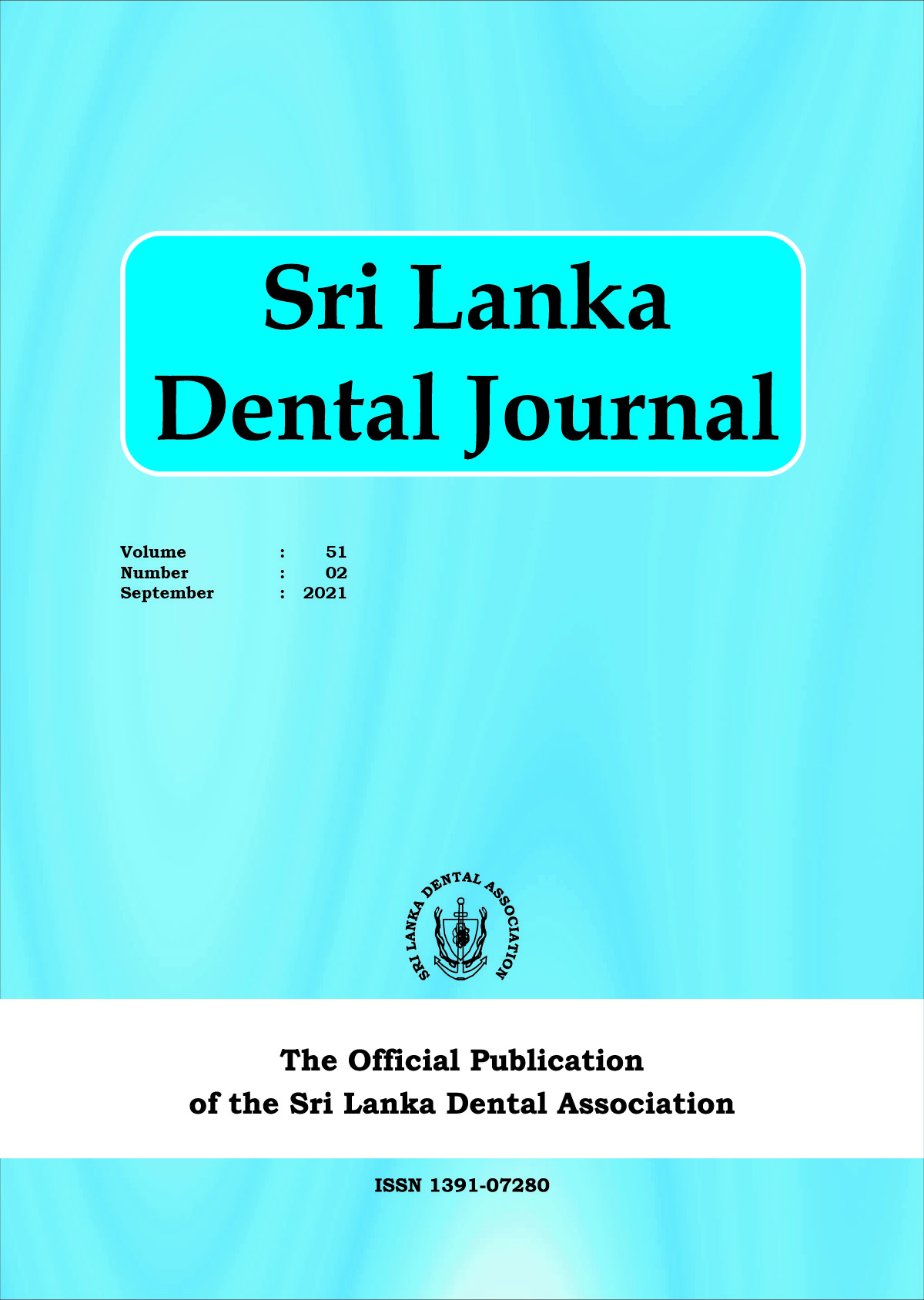 Sri Lanka Dental Journal Volume 51 Number 02 September  2021